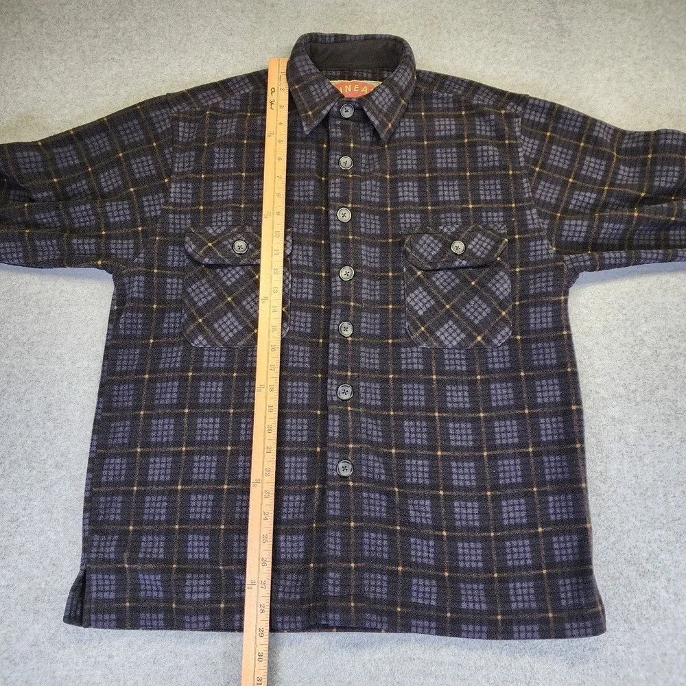 Juneau‎ Fleece Flannel Button Up Shirt Plaid Mens Medium Gray Black Yellow - Picture 7 of 8